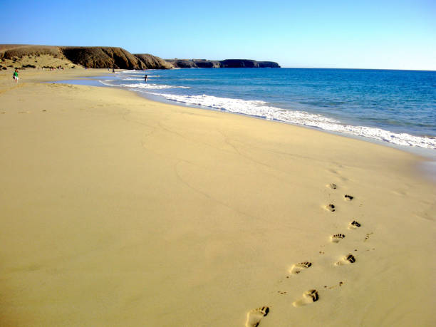 istock Beach, wave and footprints stock photo 1454691772