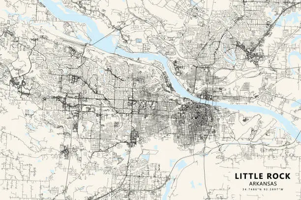 Vector illustration of Little Rock, Arkansas Vector Map