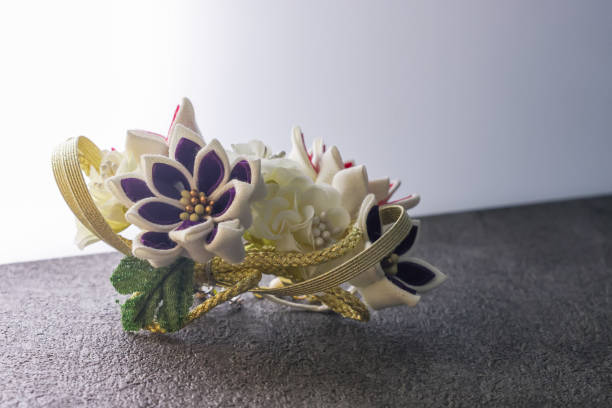 istock Japanese decorative hair pin on a stone pattern board. 1454692213