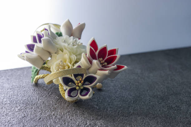 istock Japanese decorative hair pin on a stone pattern board. 1454692231