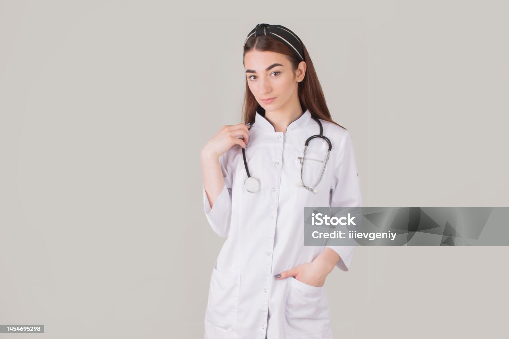 Nurse on white background. Doctor Medical worker. Healthcare Doctor Stock Photo
