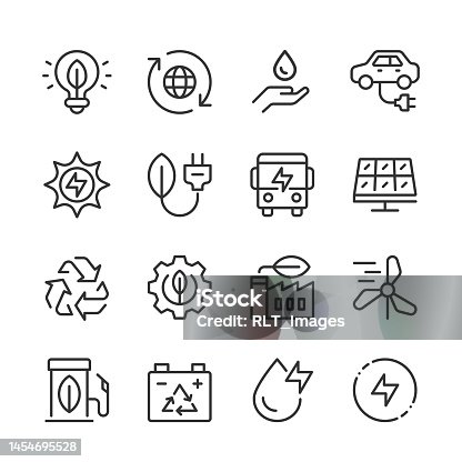 istock Green Energy Icons — Monoline Series 1454695528