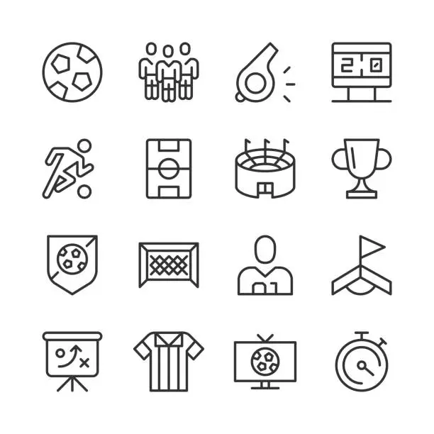 Vector illustration of Soccer Icons — Monoline Series