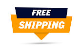 istock Free shipping sign banner 1454699552