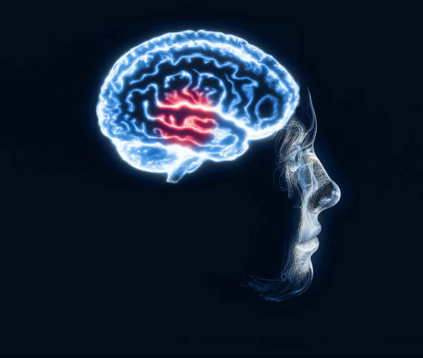 istock Mental health. Memory lapses, forgetting things, degenerative disease. Brain problems. Face and brain side view 1454702280
