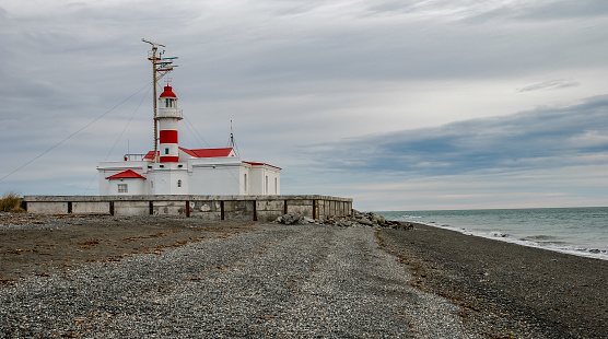 Punta Delgada, Punta Arenas, Chile -nov 14,2006 :  the lighthouse of Punta Delgada allows a safe navigation to the many ships that transit through the Strait of Magellan in Chile