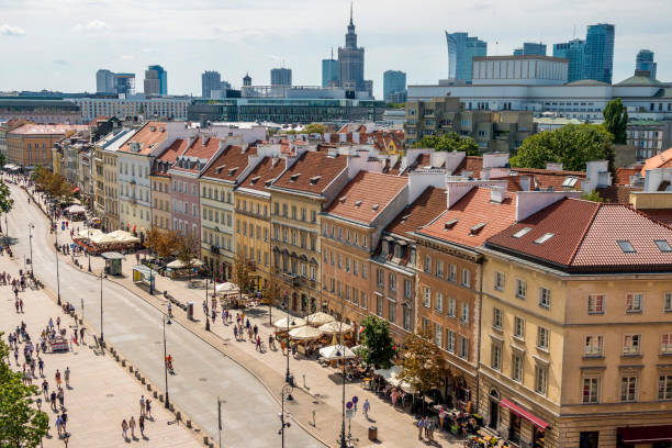 istock Warsaw old town with modern buildings at background 1454710417