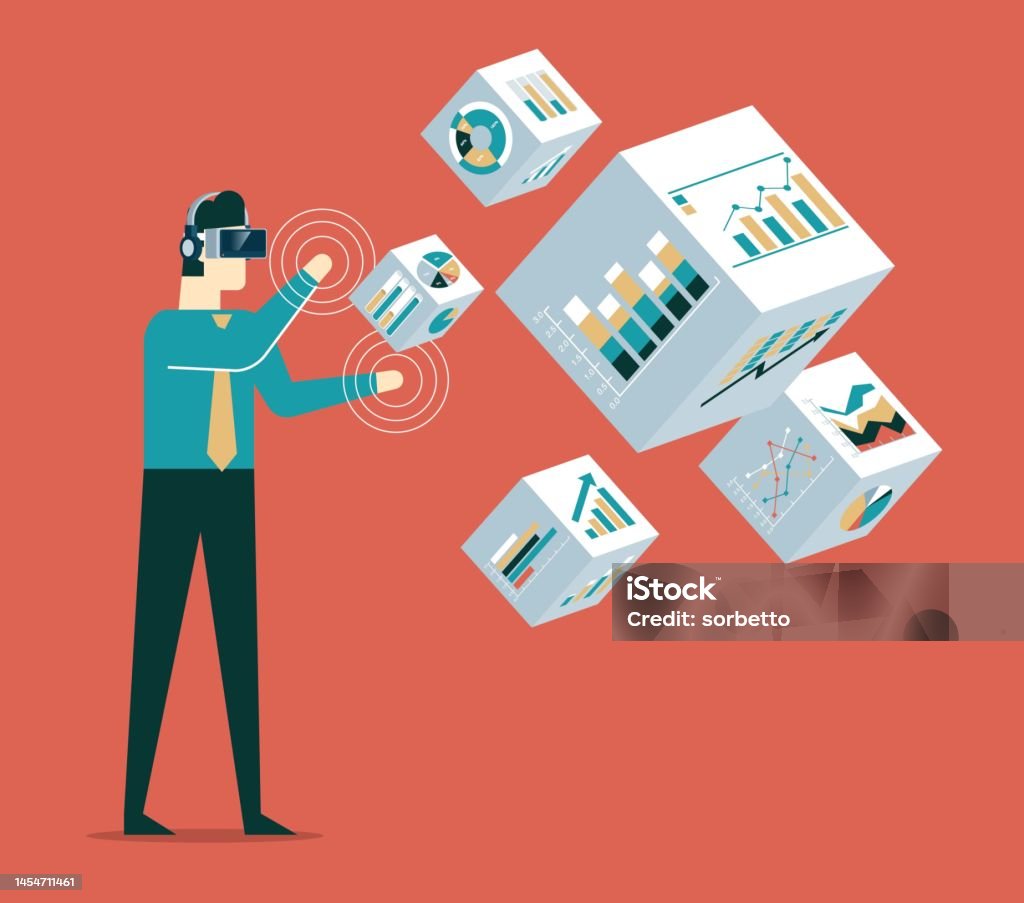 Metaverse Multitasking Virtual Reality Businessman Stock Illustration - Download Image Now ...