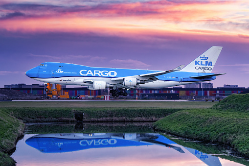 KLM Cargo Boeing 747 touching down at Amsterdam Schiphol Airport\n\nDate: Nov 28, 2021