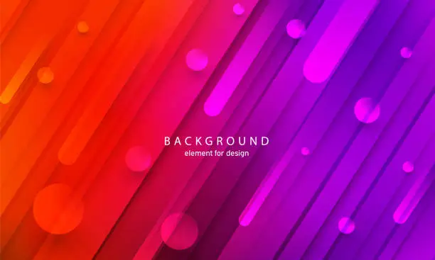 Vector illustration of Minimal geometric abstract background. Bright design gradient texture. Dynamic shapes composition. Red and purple. Vector illustration.