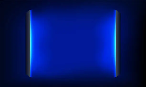 Vector illustration of Abstract neon background. Lights line, luminous rays, neon magic sword. Motion shine blue.