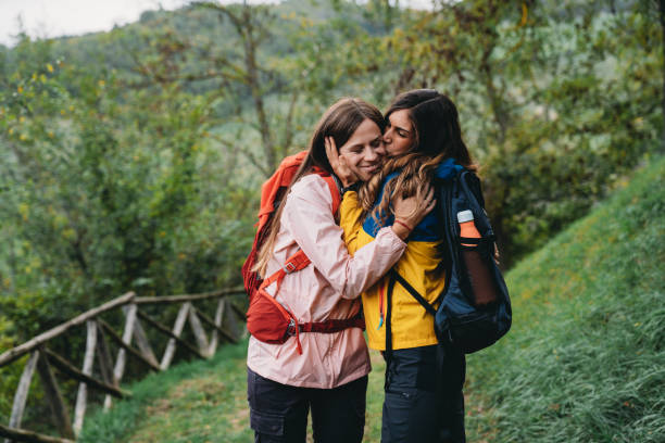 istock A young couple is having fun together during a hike 1454725934