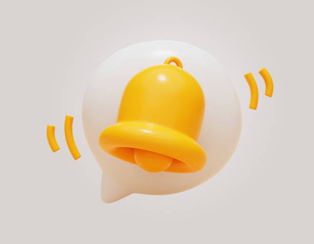 istock Bell notification on speech bubble chat alert new event information sign or symbol website icon 3d illustration 1454730226