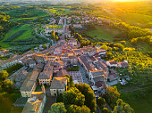 Castelnuovo Berardenga, Tuscan medieval town from drone