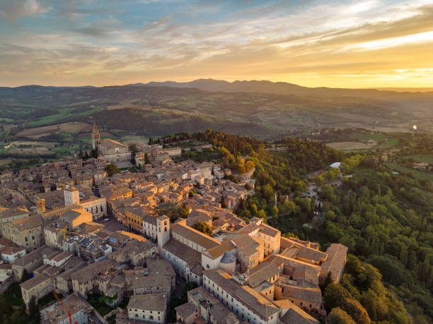 istock Todi, Italian old town from drone 1454732634