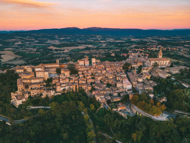 istock Todi, Italian old town from drone 1454732649