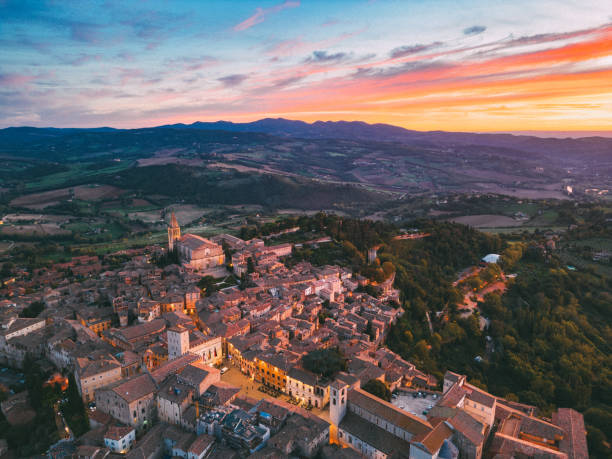 istock Todi, Italian old town from drone 1454732657