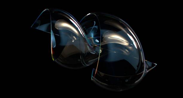 Abstract transparent geometry with dispersion effect, detailed reflections and refractions