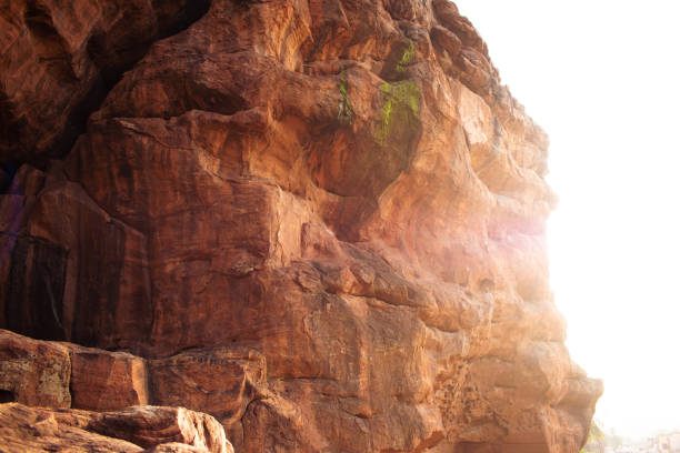 Ancient sandstone rock-cut cave entrance at Badami.