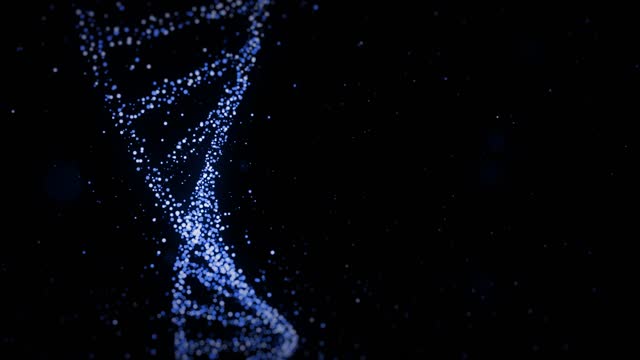 Human DNA spinning on black background.