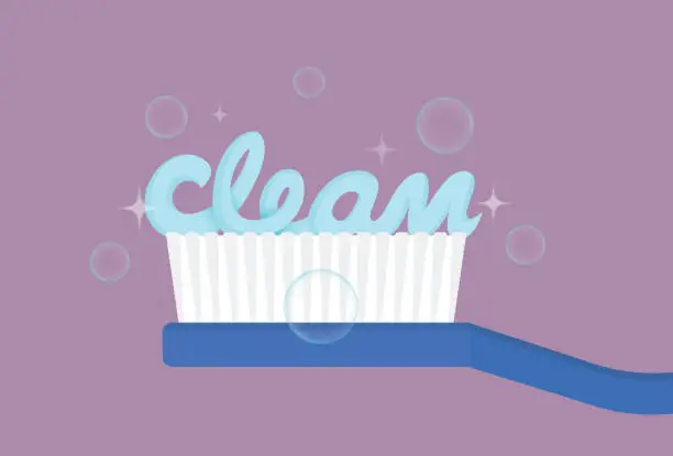 Vector illustration of Toothbrush with a clean text