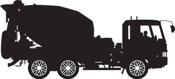 Vector illustration of Cement Truck Silhouette