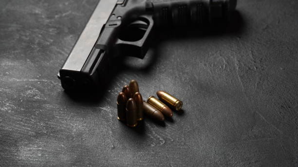 istock Modern semiautomatic hand gun, Glock pistol firearm 1454745489