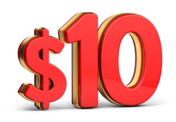 istock 3d golden $10 isolated on background. 3d illustration. 1454746591