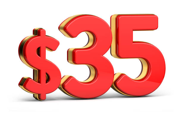 istock 3d golden $35 isolated on background. 3d illustration. 1454746594