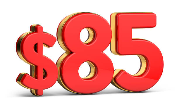 istock 3d golden $85 isolated on background. 3d illustration. 1454746618