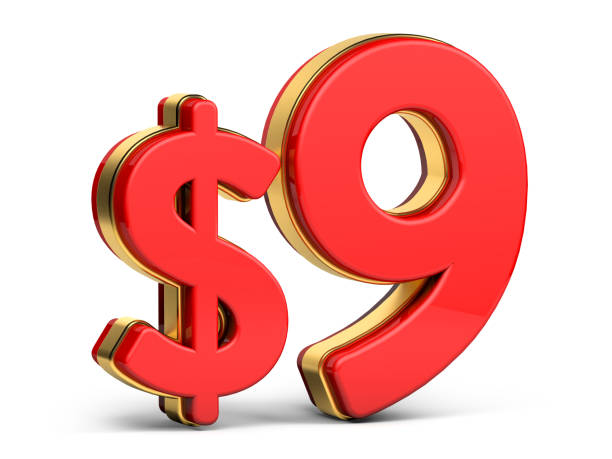 istock 3d golden $9 isolated on background. 3d illustration. 1454746629