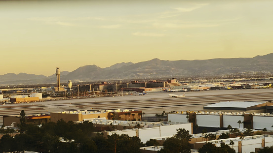 View from Hotel Window in Las Vegas, Nevada of Tarmac at McCarran International Airport Travel During Holiday Season in Winter Photo Series