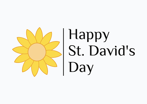 Saint David s day, One continuous line drawing of narcissus with lettering Davids day, flat vector modern illustration