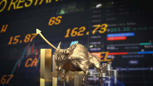 istock The gold bull on chart background for business concept 3d rendering 1454749547