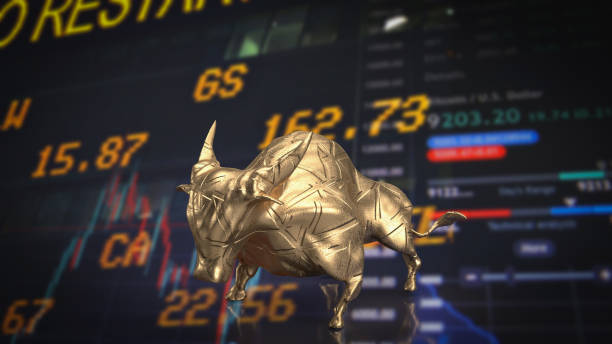 istock The gold bull on chart background for business concept 3d rendering 1454749569