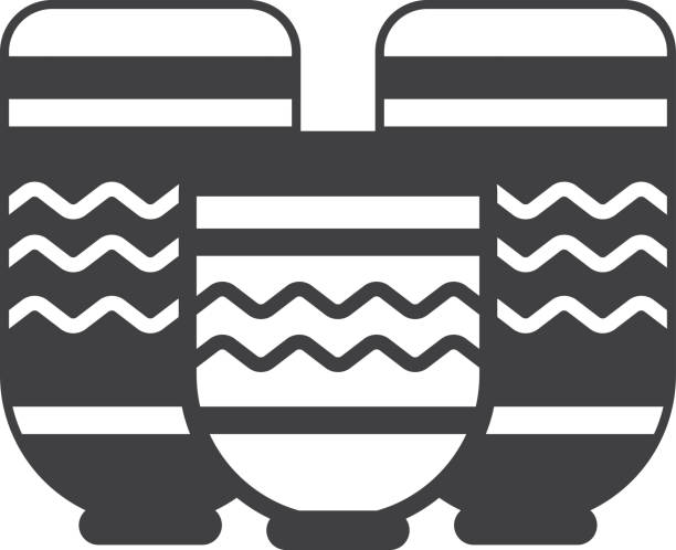 tribal drum illustration in minimal style tribal drum illustration in minimal style isolated on background cartoon of a african bongo drums stock illustrations