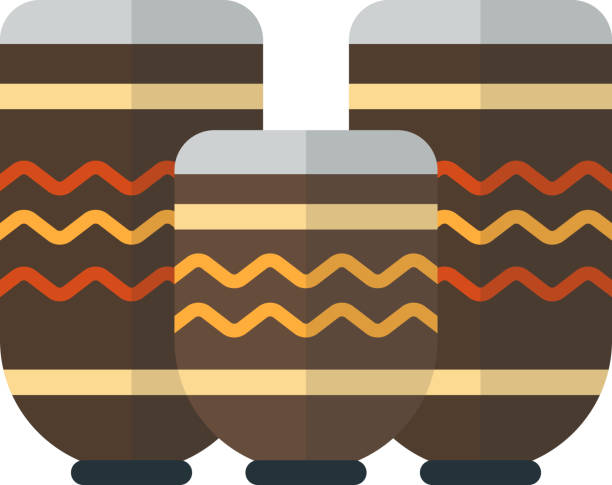 tribal drum illustration in minimal style tribal drum illustration in minimal style isolated on background cartoon of a african bongo drums stock illustrations