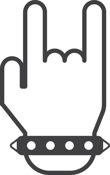rock hands illustration in minimal style rock hands illustration in minimal style isolated on background rocker nails stock illustrations