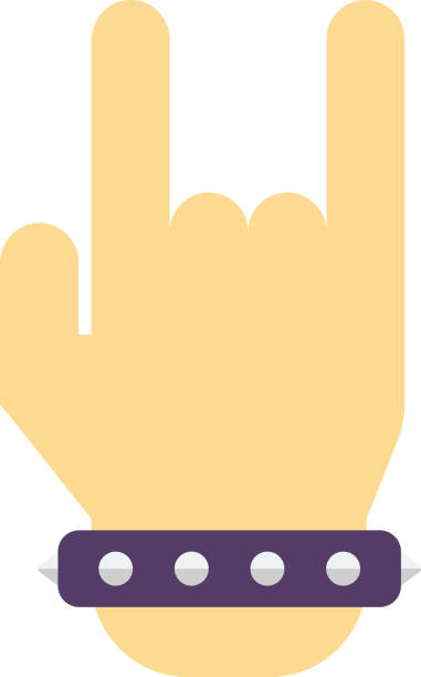 rock hands illustration in minimal style rock hands illustration in minimal style isolated on background rocker nails stock illustrations