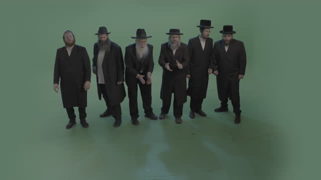 Jewish Orthodox Men On Green Screen