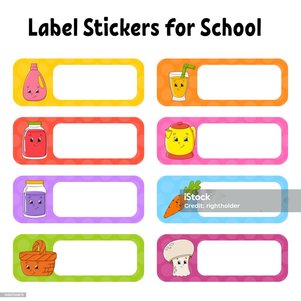 Stem Label Sticker School Name Label Bright Stickers Rectangular Label Color Vector ...