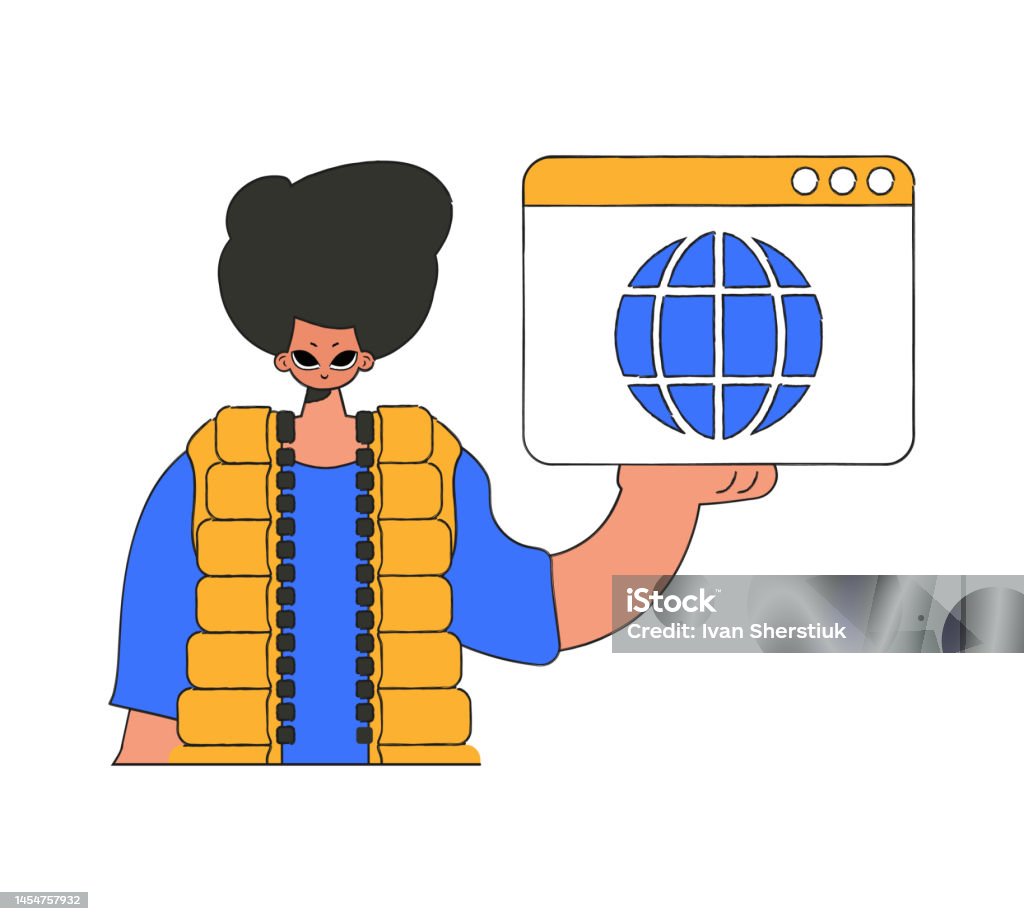 Browser Characters A Bright And Stylish Illustration Of A Guy Using A Web Browser Modern ...