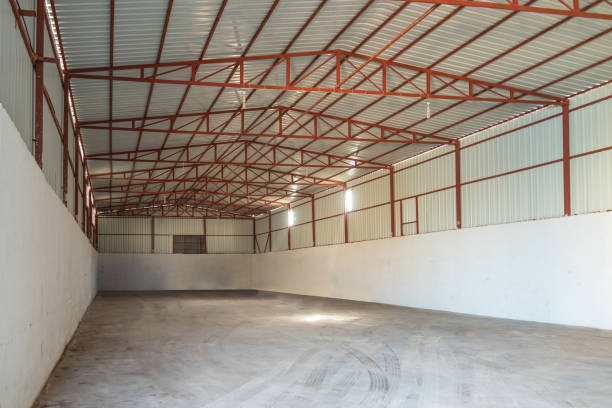 istock Empty and old abandoned factory warehouse built of iron construction 1454758130