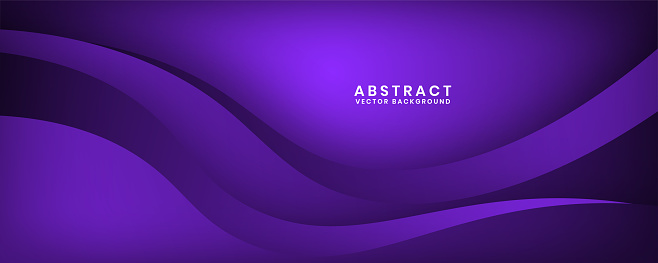 3D purple geometric abstract background overlap layer on dark space with waves effect decoration. Minimalist graphic design element cutout style concept for banner, flyer, card, cover, or brochure