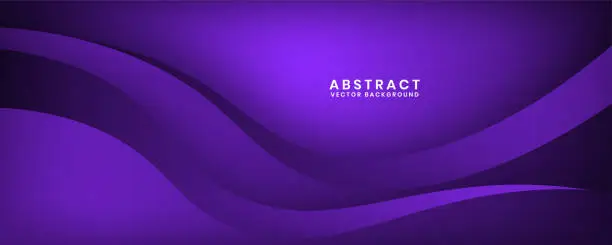 Vector illustration of 3D purple geometric abstract background overlap layer on dark space with waves effect decoration. Minimalist graphic design element cutout style concept for banner, flyer, card, cover, or brochure