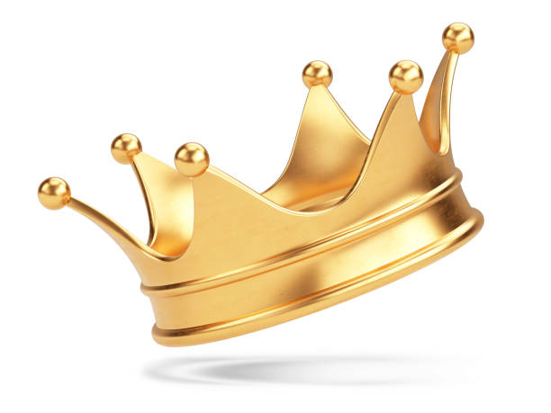 istock Royal Gold crown isolated on white background. Gold crown 3d icon. 3d rendering 1454764726
