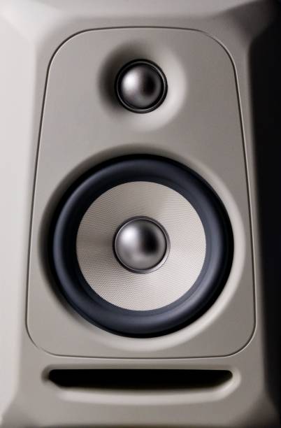 istock Vertical shot of a gray loudspeaker 1454765114