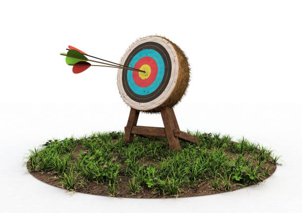 A 3D of straw archery target on a white background