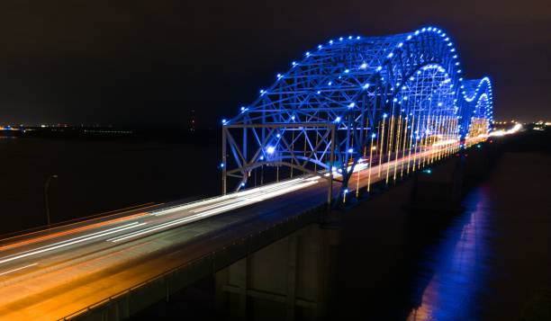The bridge of Memphis captured at night