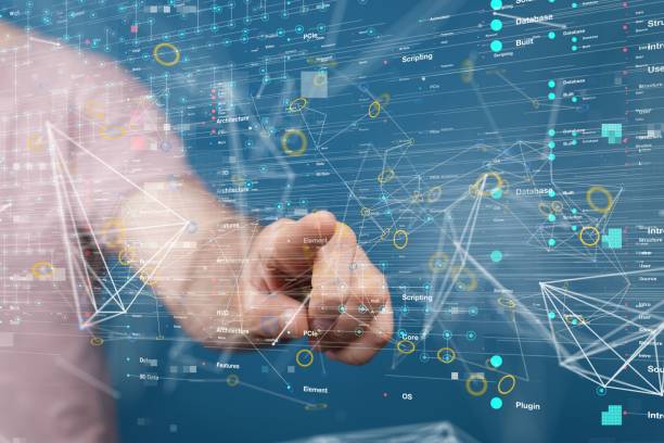 istock Person presenting a virtual projection of internet and communication 1454766941